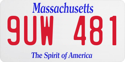 MA license plate 9UW481