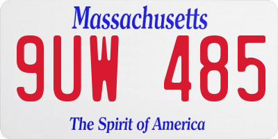MA license plate 9UW485