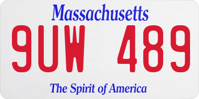 MA license plate 9UW489