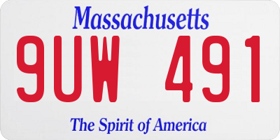 MA license plate 9UW491