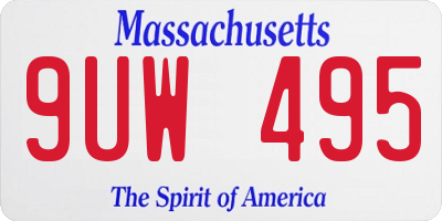 MA license plate 9UW495