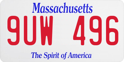 MA license plate 9UW496