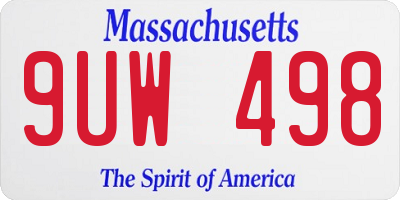 MA license plate 9UW498