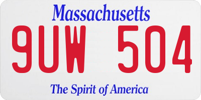 MA license plate 9UW504