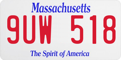 MA license plate 9UW518