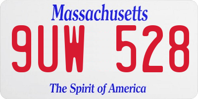 MA license plate 9UW528