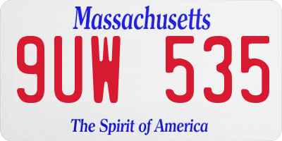 MA license plate 9UW535