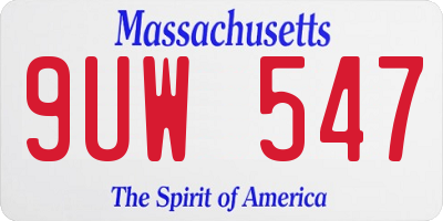 MA license plate 9UW547