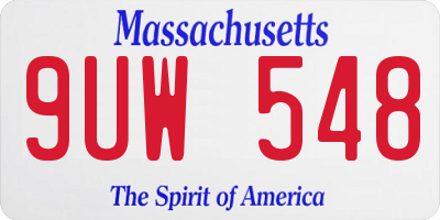 MA license plate 9UW548