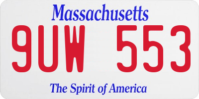 MA license plate 9UW553