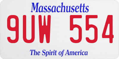 MA license plate 9UW554