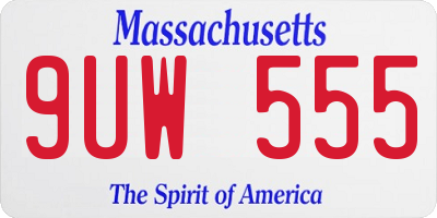 MA license plate 9UW555