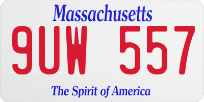 MA license plate 9UW557
