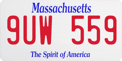 MA license plate 9UW559