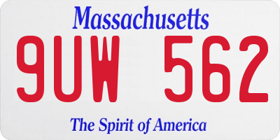 MA license plate 9UW562