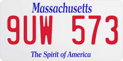 MA license plate 9UW573