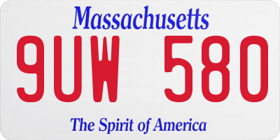 MA license plate 9UW580