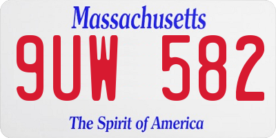 MA license plate 9UW582