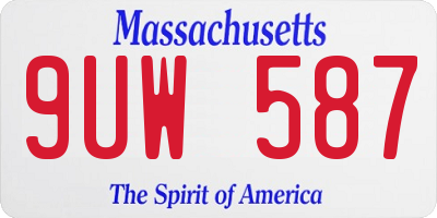 MA license plate 9UW587