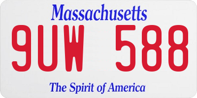 MA license plate 9UW588