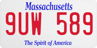 MA license plate 9UW589