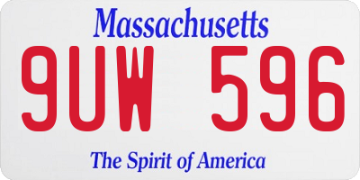 MA license plate 9UW596