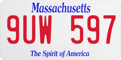 MA license plate 9UW597