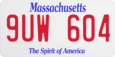 MA license plate 9UW604