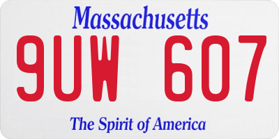 MA license plate 9UW607