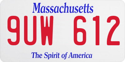 MA license plate 9UW612