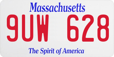 MA license plate 9UW628