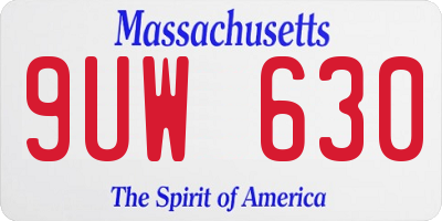 MA license plate 9UW630