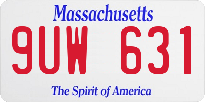 MA license plate 9UW631