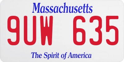 MA license plate 9UW635