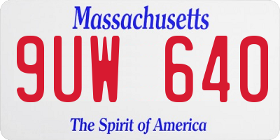 MA license plate 9UW640