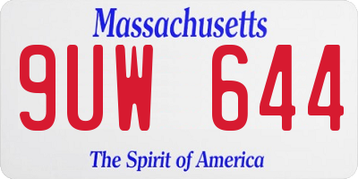 MA license plate 9UW644