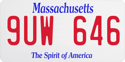 MA license plate 9UW646
