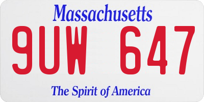 MA license plate 9UW647