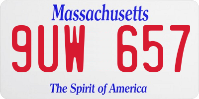 MA license plate 9UW657