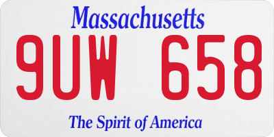 MA license plate 9UW658