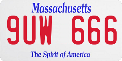 MA license plate 9UW666