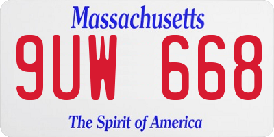MA license plate 9UW668