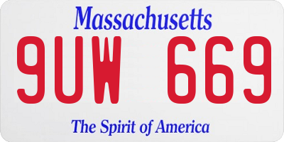 MA license plate 9UW669