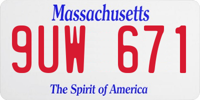 MA license plate 9UW671