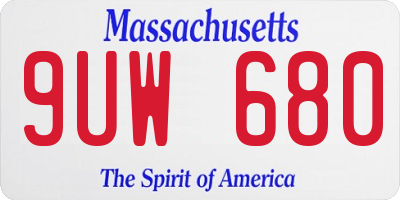 MA license plate 9UW680