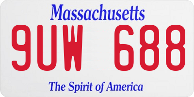 MA license plate 9UW688