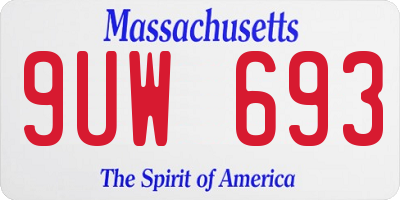 MA license plate 9UW693