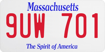 MA license plate 9UW701