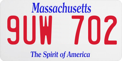 MA license plate 9UW702