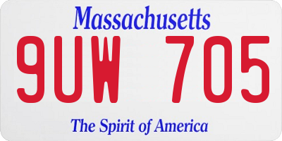MA license plate 9UW705